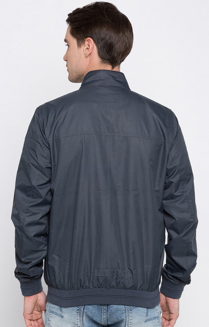 Spykar Men Grey Cotton Regular Fit Jacket