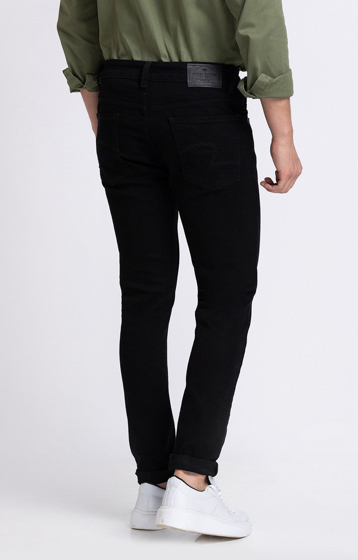 Spykar Men Black Cotton Super Slim Fit Tapered Length Jeans (Super Skinny)