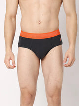 Underjeans By Spykar Men Premium Dark Grey & Olive Cotton Blend Regular Fit Brief - Pack Of 2
