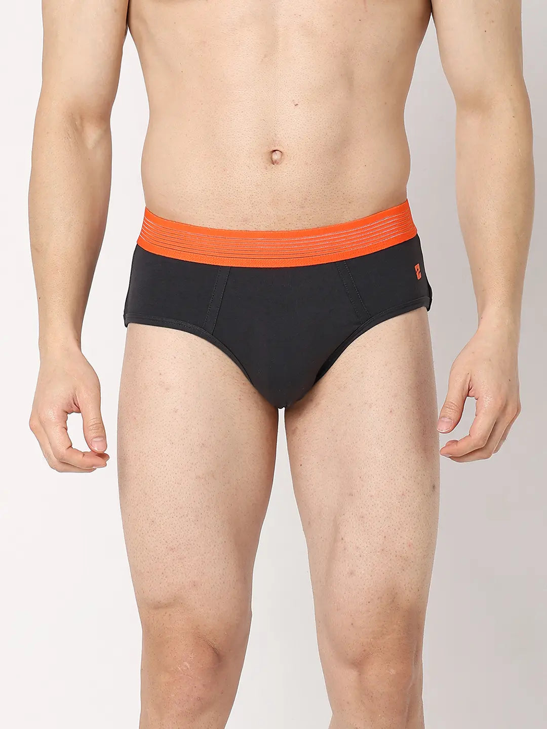 Underjeans By Spykar Men Premium Dark Grey & Olive Cotton Blend Regular Fit Brief - Pack Of 2