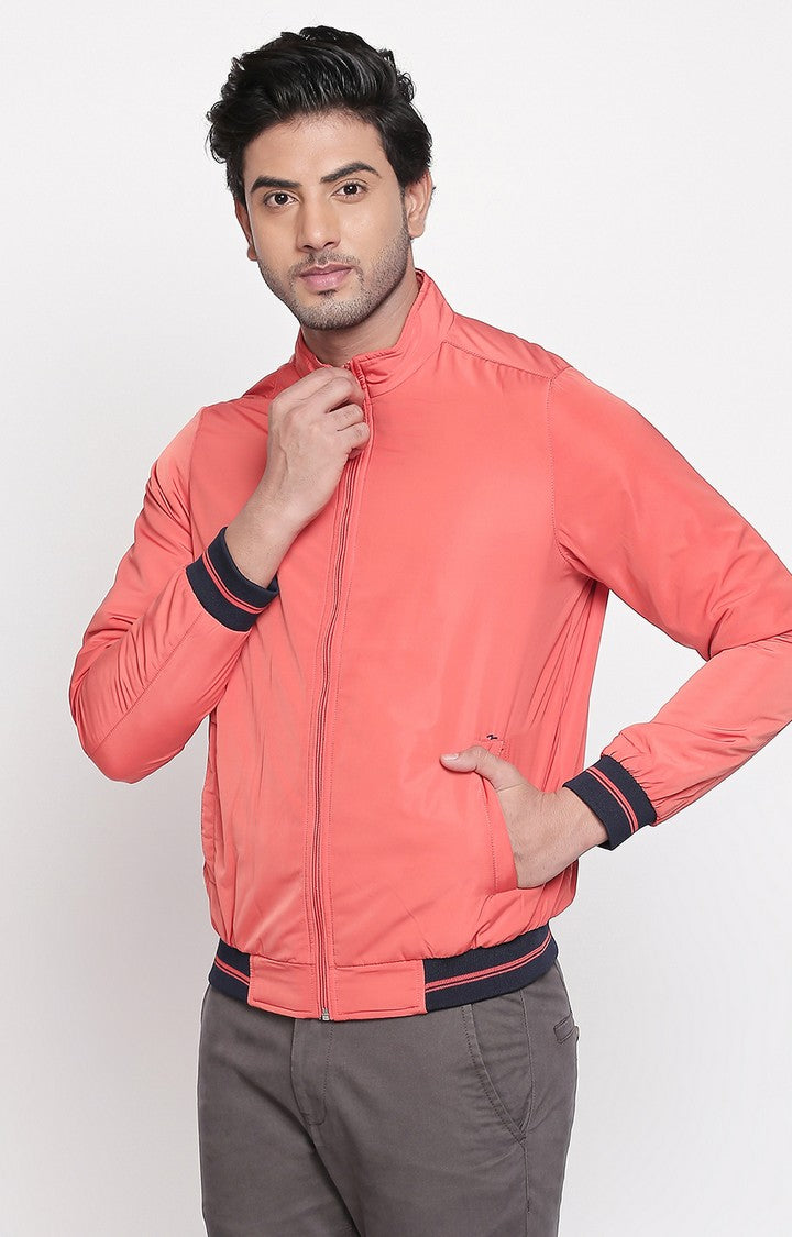 Spykar Men Orange Solid Regular Fit Bomber Jacket