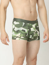 Underjeans By Spykar Men Super Premium Printed Bonded Elastic Olive Trunk