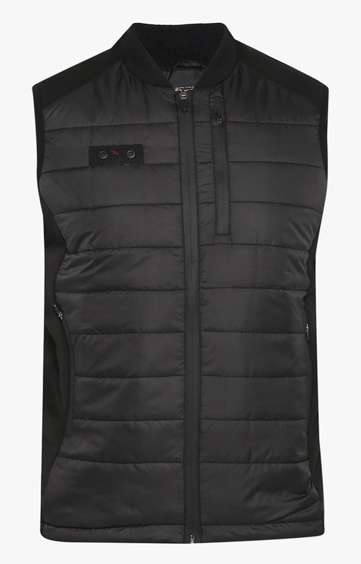 Spykar Men Jacket Black Solid Slim Fit Gilet