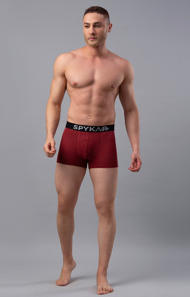 Underjeans By Spykar Men Red Solid Trunks