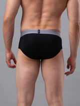 Men Premium Black-Grey Cotton Blend Brief- Underjeans By Spykar