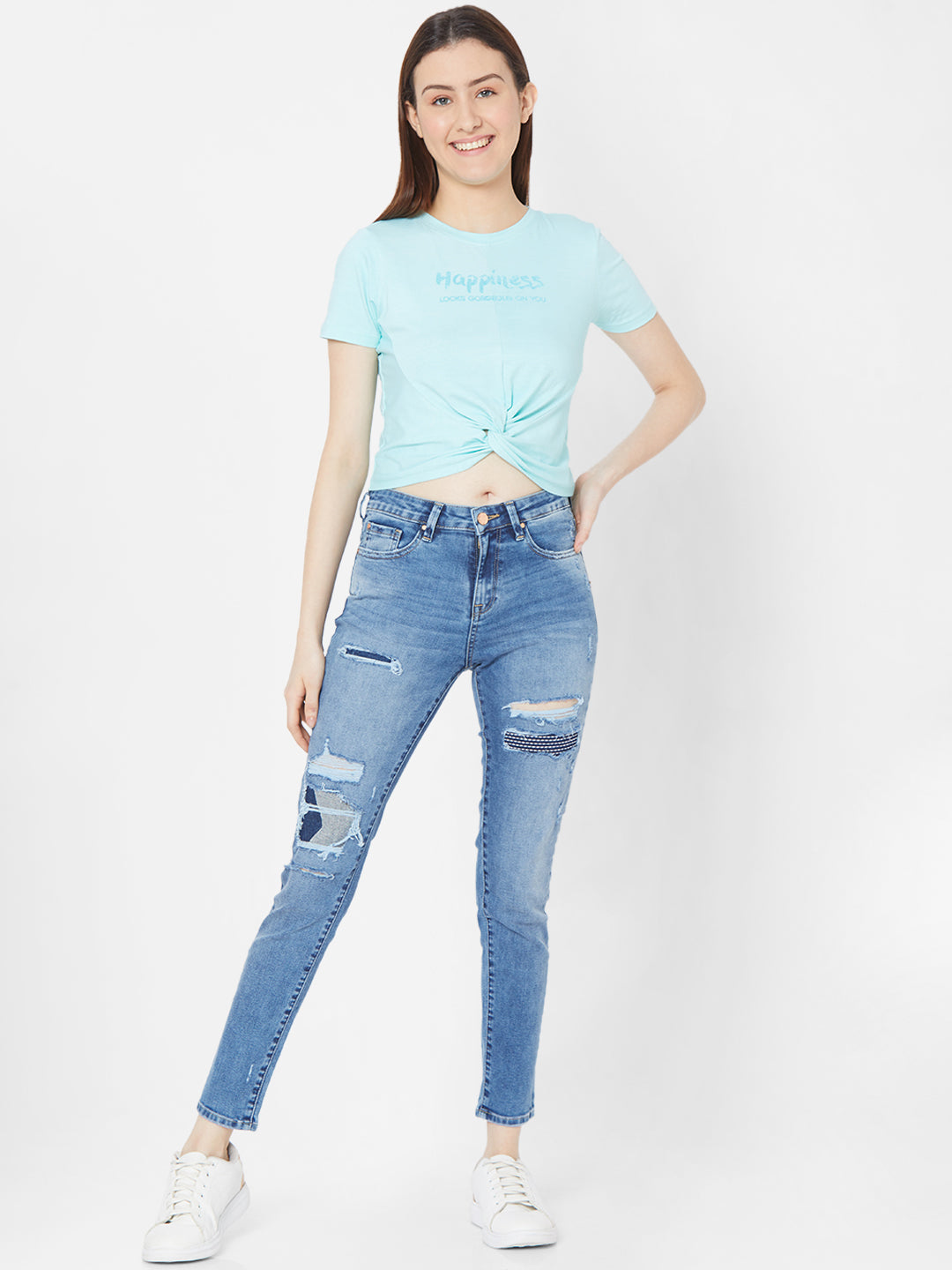 Spykar Women Lt Blue Solid Skinny Mid-Rise Jeans (Adora)