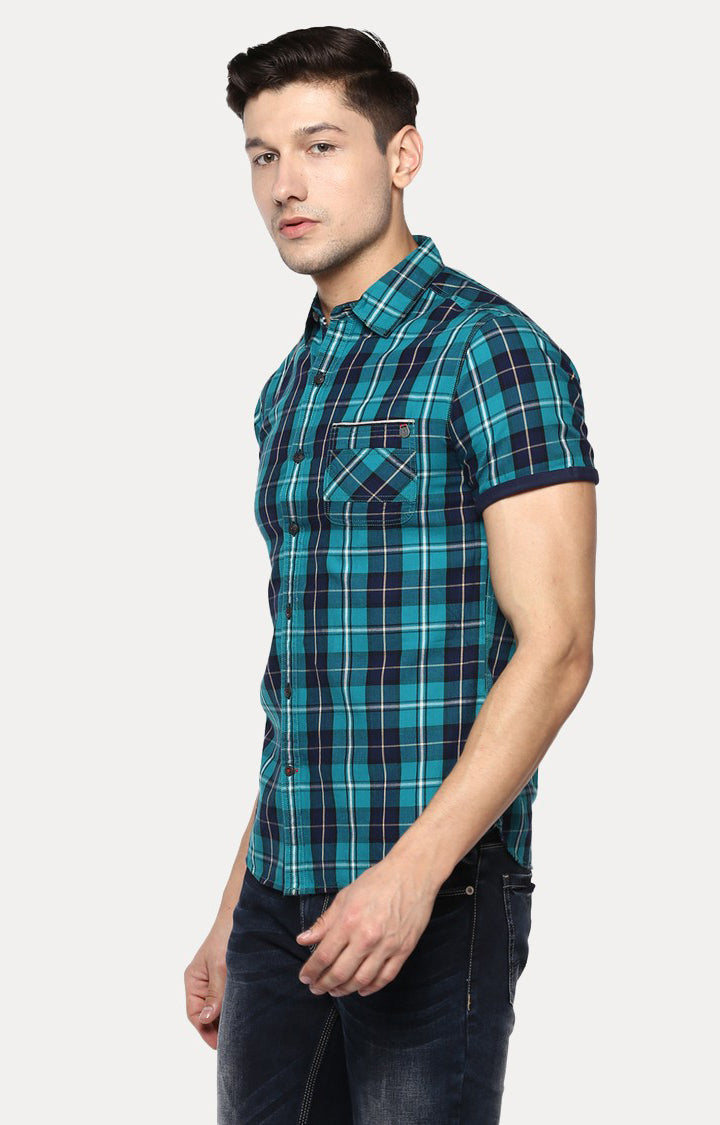 Spykar Men'S Green Cotton Checked Casual Shirts