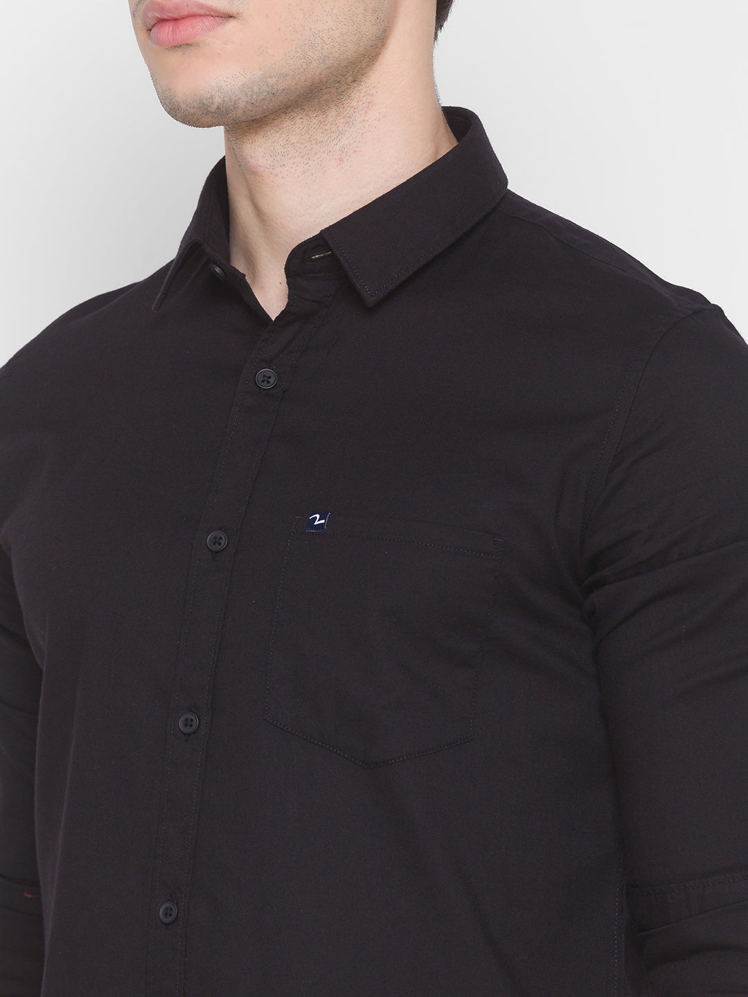 Spykar Slim Fit Black Cotton Men Shirt