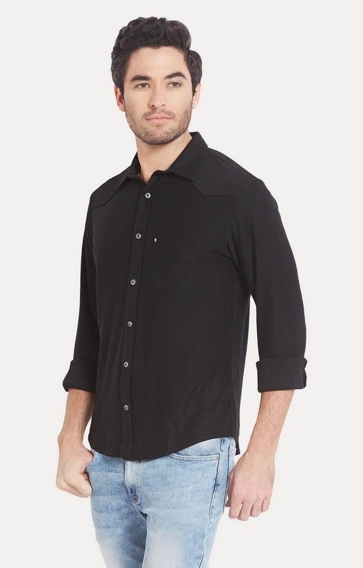 Spykar Men'S Black Cotton Solid Casual Shirts