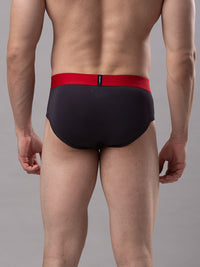 Men Premium Cotton Blend Grey-Red Brief- Underjeans By Spykar