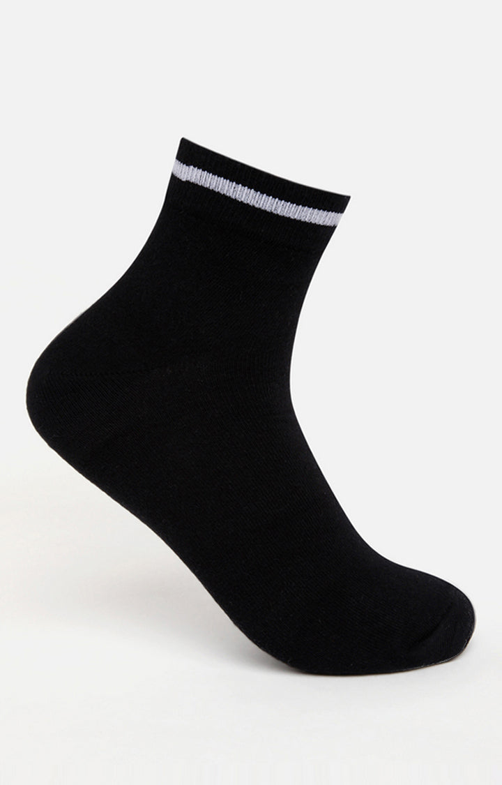 Spykar Black & White Solid Ankle Length Socks