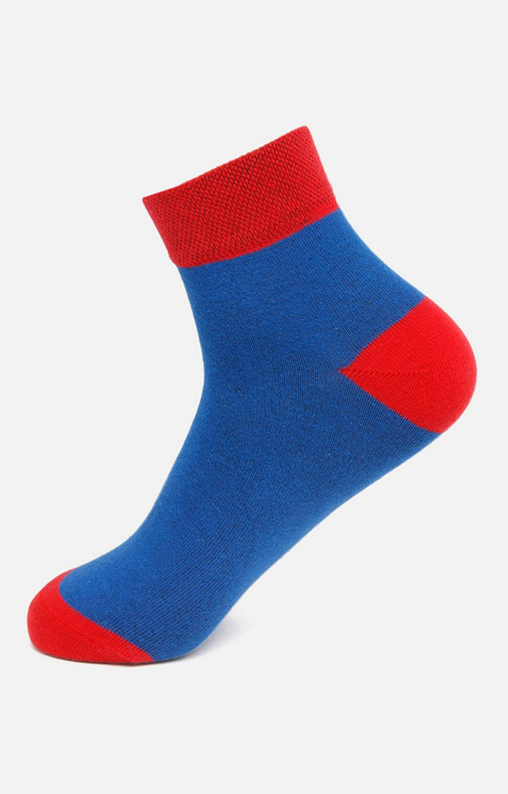 Men Premium Blue Red Ankle Length (Non Terry) Single Pair Of Socks- Underjeans By Spykar