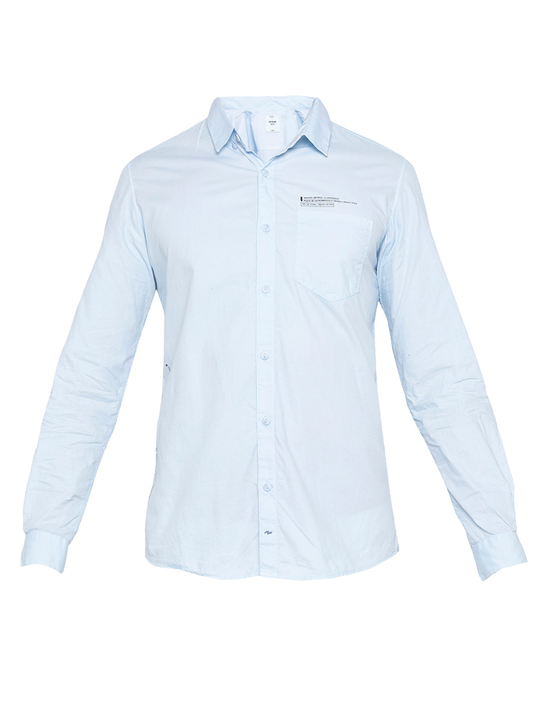 Spykar Men Sky Blue Solid Slim Fit Casual Shirt