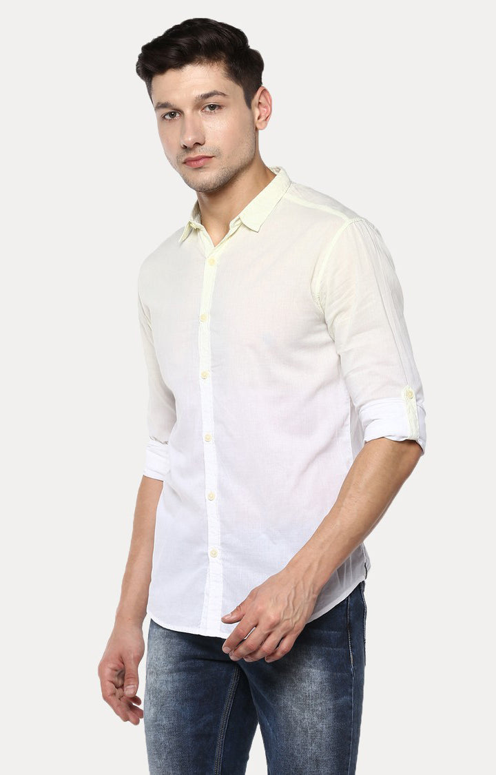 Spykar Men'S Yellow Cotton Solid Casual Shirts