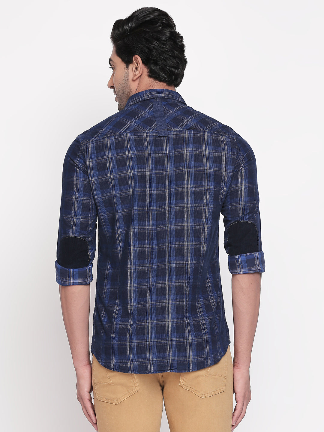 Spykar Men Navy Checked Slim Fit Casual Shirt