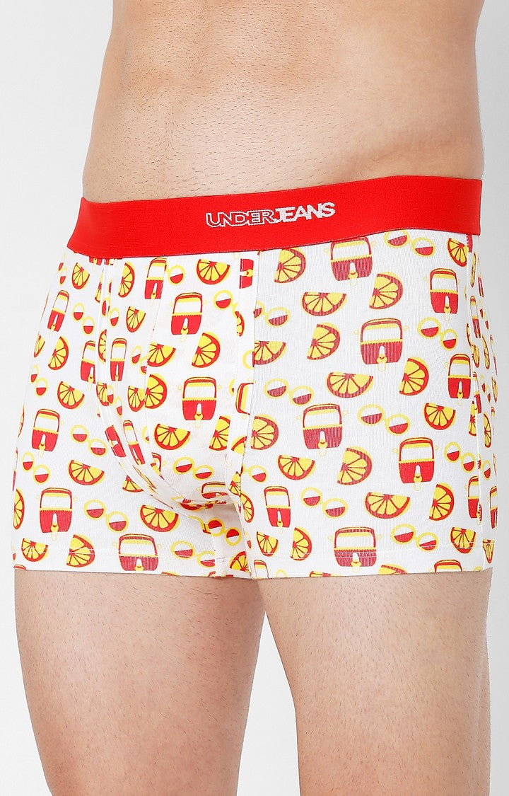 Underjeans By Spykar Men Premium Red Cotton Blend Printed Trunk
