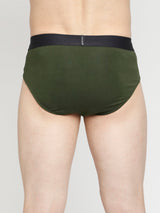 Men Premium Olive & Black Cotton Blend Brief - Pack Of 2- Underjeans By Spykar