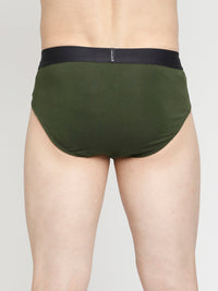 Men Premium Olive & Black Cotton Blend Brief - Pack Of 2- Underjeans By Spykar