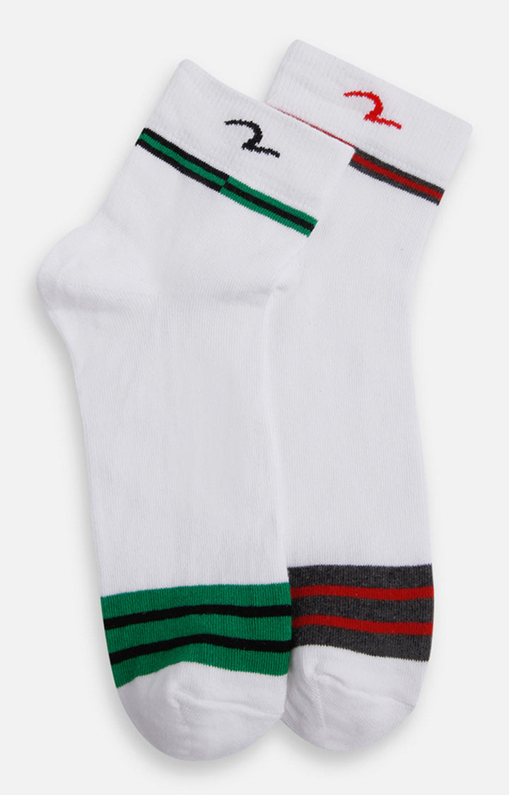 Spykar Grey & Green Striped Ankle Length Socks