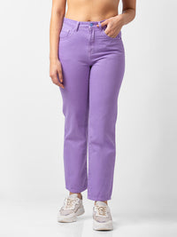 Spykar Women Pastel Lilac Lycra Straight Fit Regular Length Jeans (Bella)