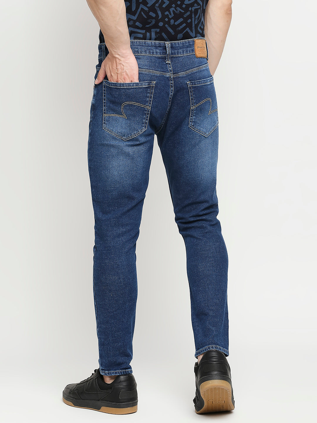 Spykar Men Mid Blue Cotton Slim Fit Tapered Length Jeans (Kano)