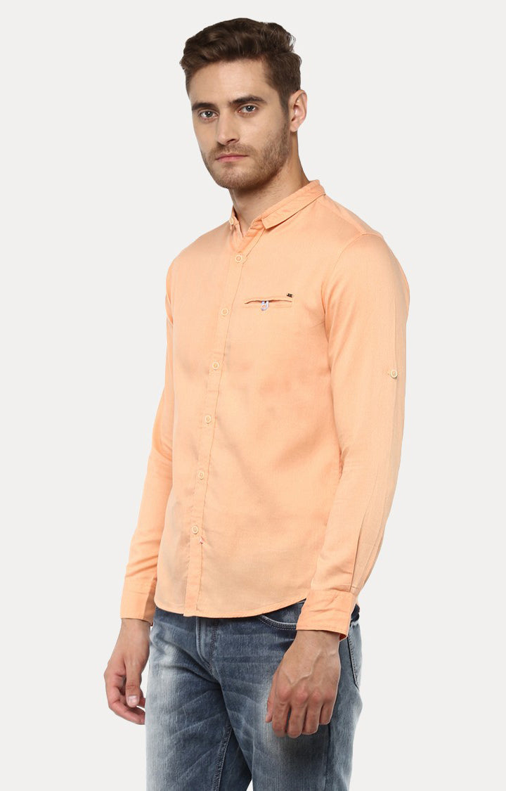 Spykar Men'S Pink Cotton Solid Casual Shirts