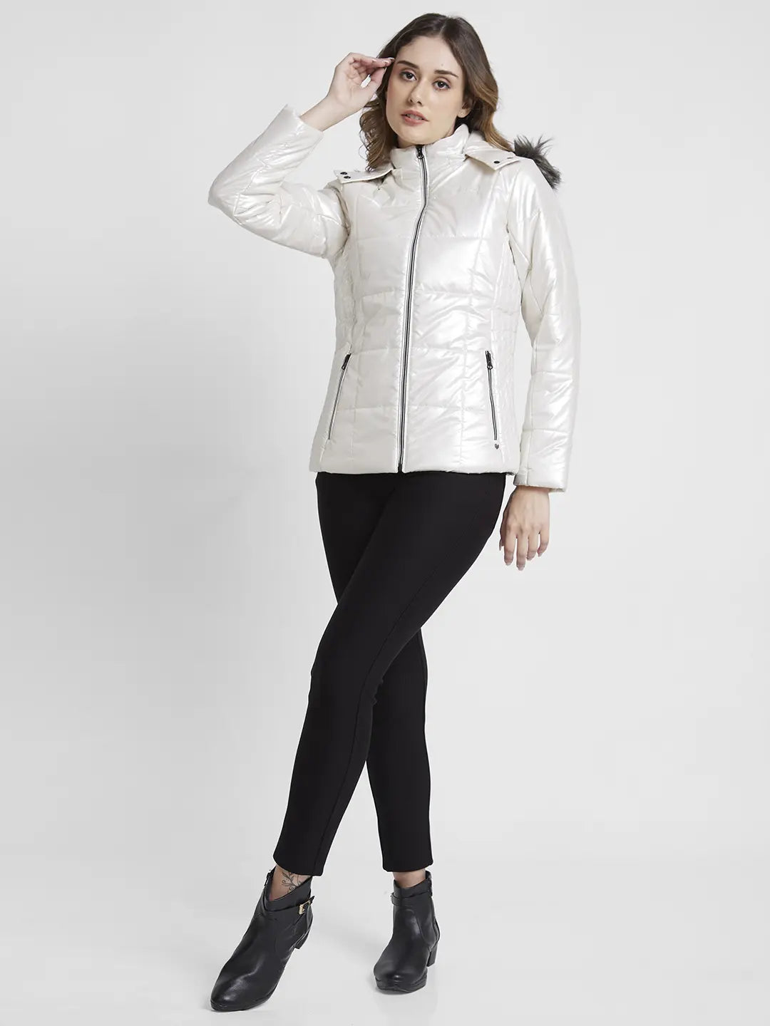 Spykar White Polyester Full Sleeve Casual Jacket For Men - mjk02bbwv111white