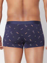 Men Navy Printed Super Premium Bonded Elastic Trunk - Underjeans By Spykar