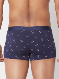 Men Navy Printed Super Premium Bonded Elastic Trunk - Underjeans By Spykar