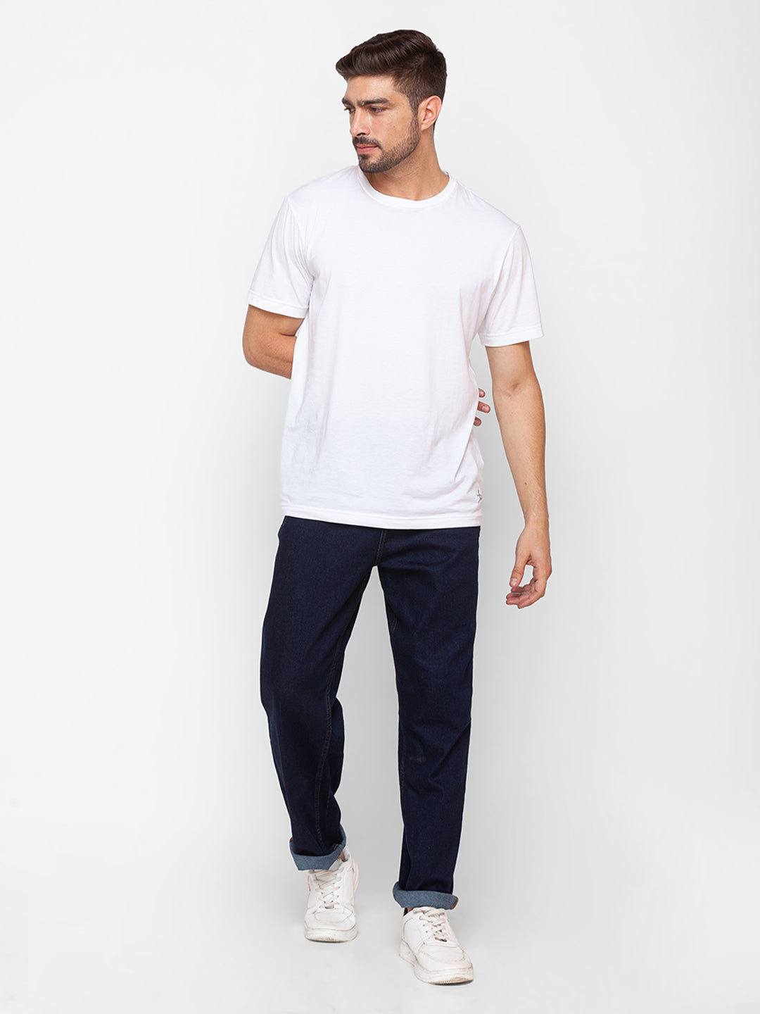 Spykar Raw Blue Cotton Loose Fit Regular Length Jeans For Men (Renato)