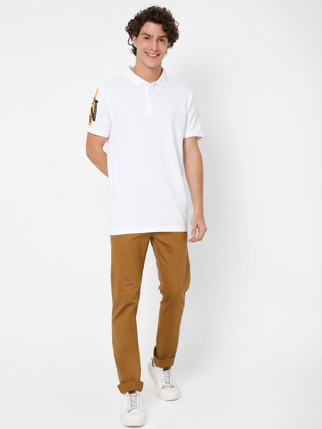 Spykar Men Khaki Cotton Slim Fit Trosuer