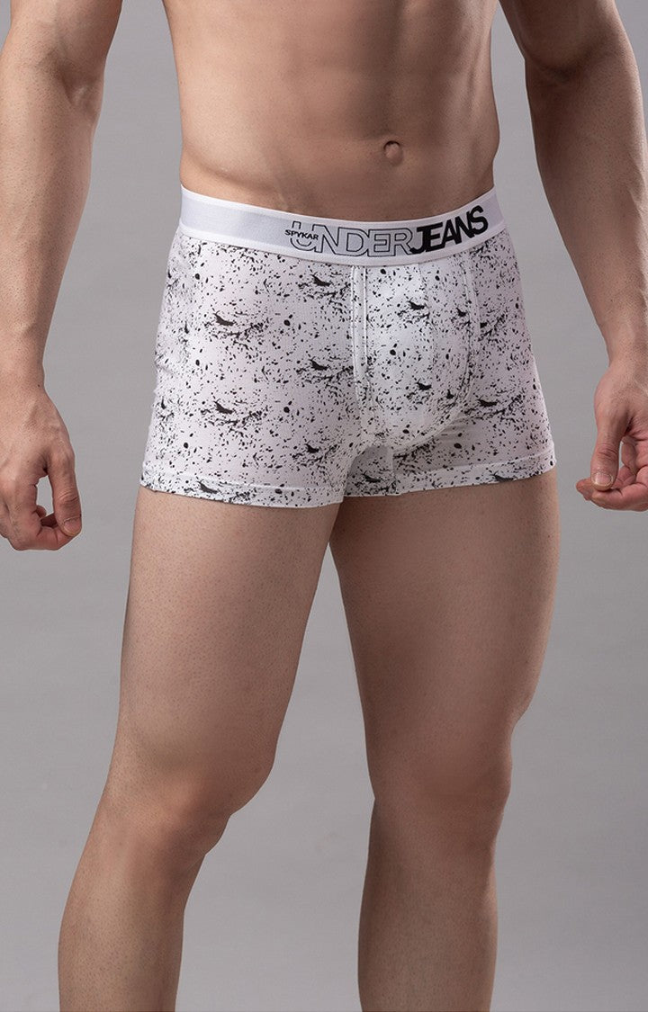 Underjeans By Spykar Men White Printed Trunks