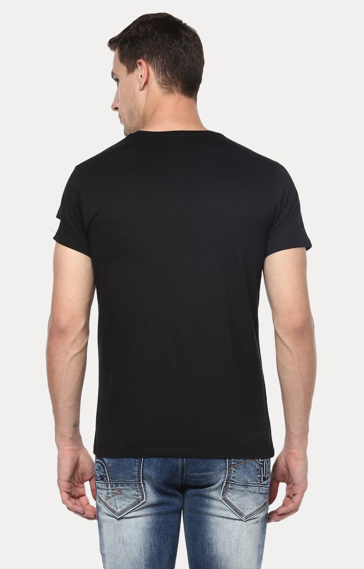 Spykar Black Solid Slim Fit Men T-Shirts