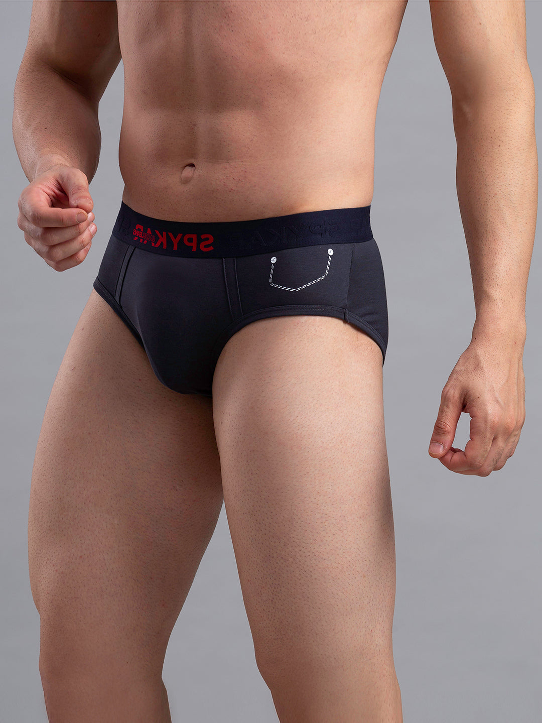 Underjeans By Spykar Men Premium Cotton Blend Grey Brief