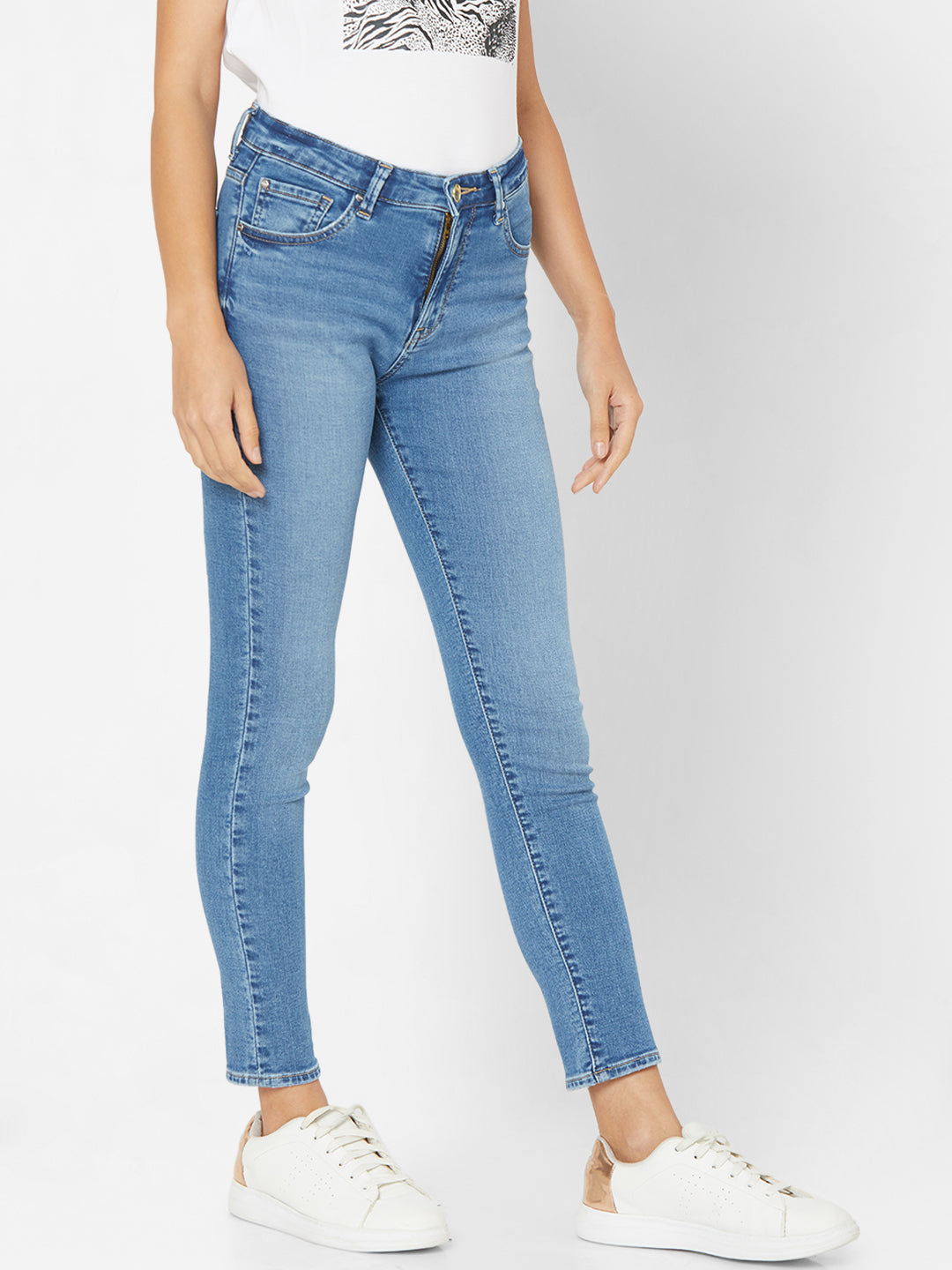 Spykar Women Lt Blue Solid Skinny Mid-Rise Jeans (Adora)