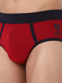 Men Premium Cotton Blend Maroon Brief- Underjeans By Spykar