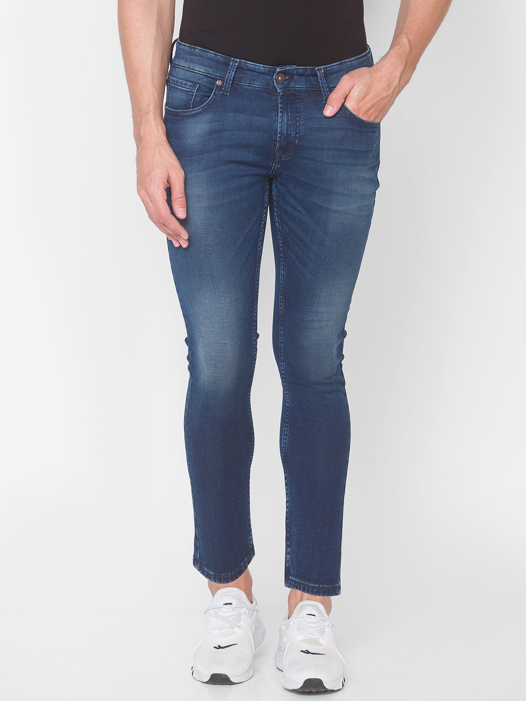 Spykar Men Blue Cotton Slim Fit Tapered Length Jeans (Kano)