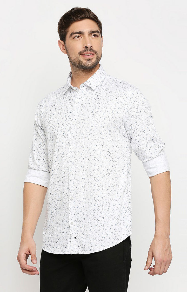 Spykar Men White Cotton Regular Fit Full Sleeve Casual Shirt