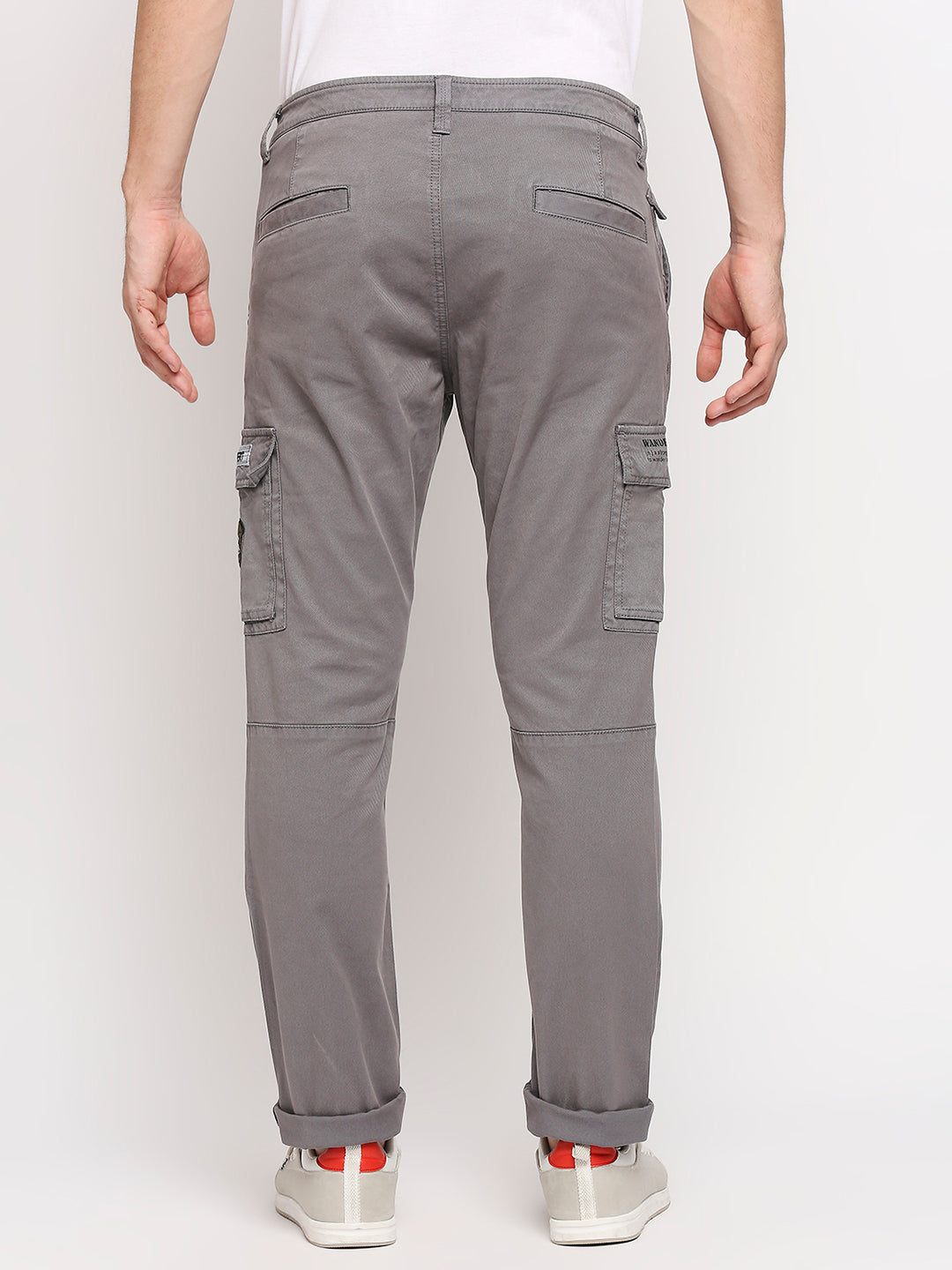 Spykar Cement Grey Solid Slim Mid-Rise Trousers