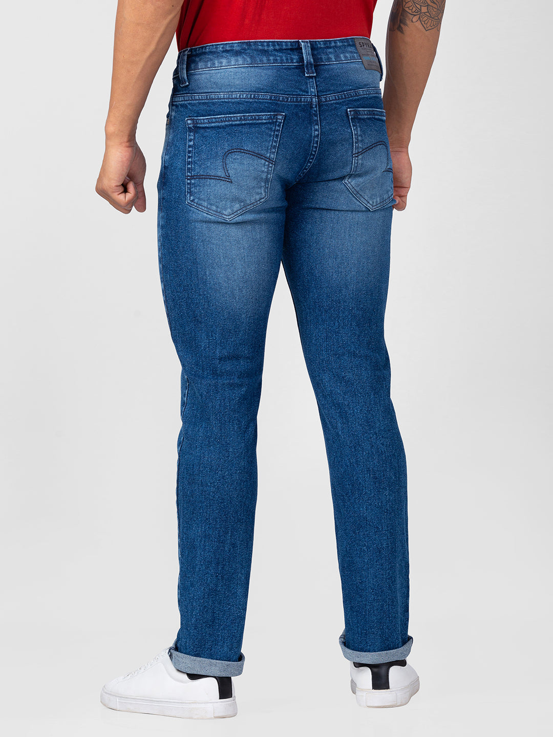 Spykar Men Mid Blue Cotton Regular Fit Narrow Length Jeans (Rover)