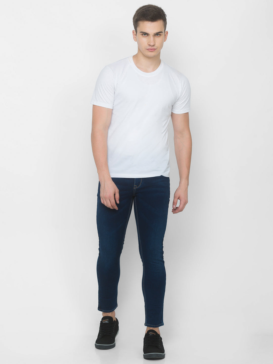 Spykar Men Dark Blue Solid Slim Mid-Rise Jeans (Kano)