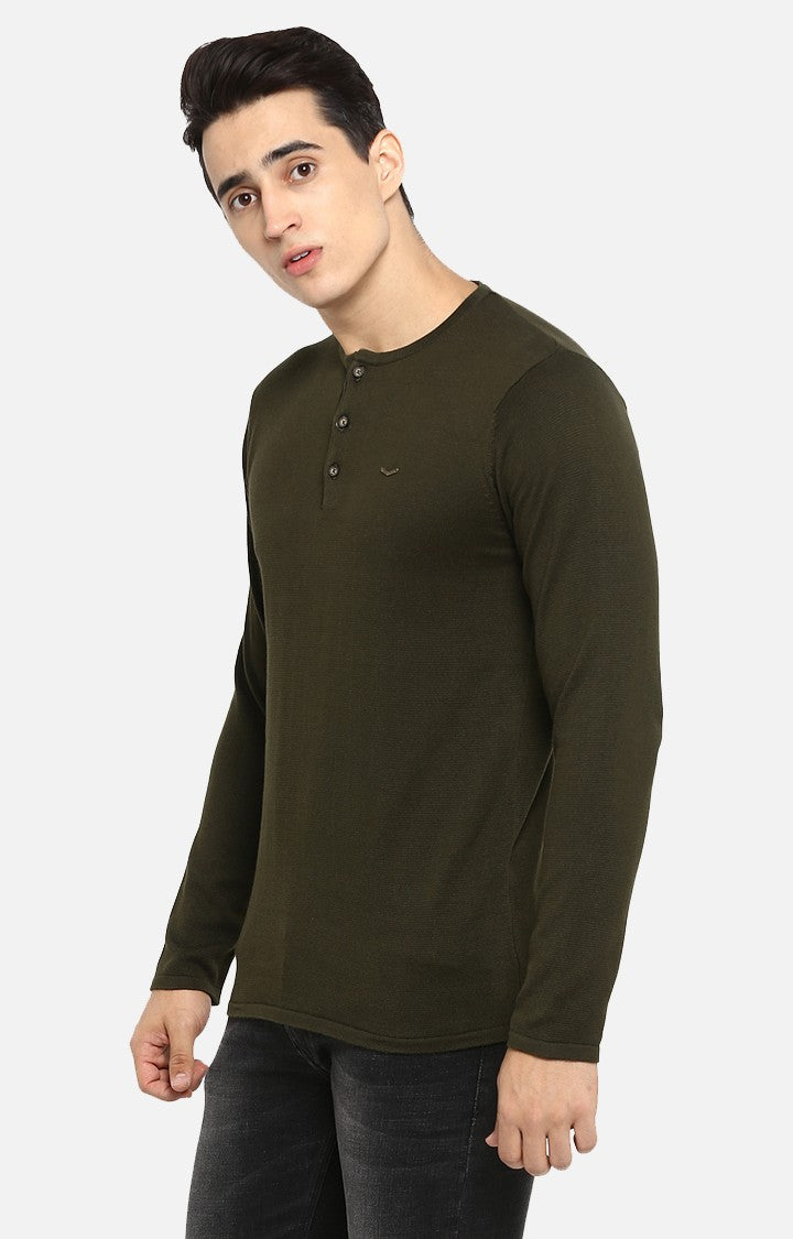 Spykar Green Cotton Men T-Shirts