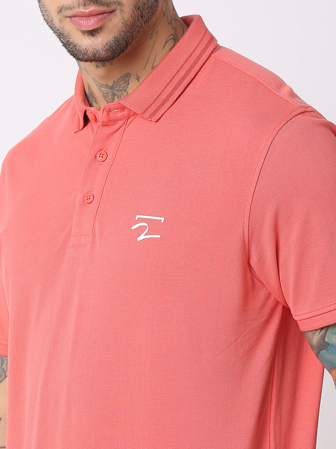 Spykar Men Haze Pink Cotton Regular Fit Polo Plain T-Shirt