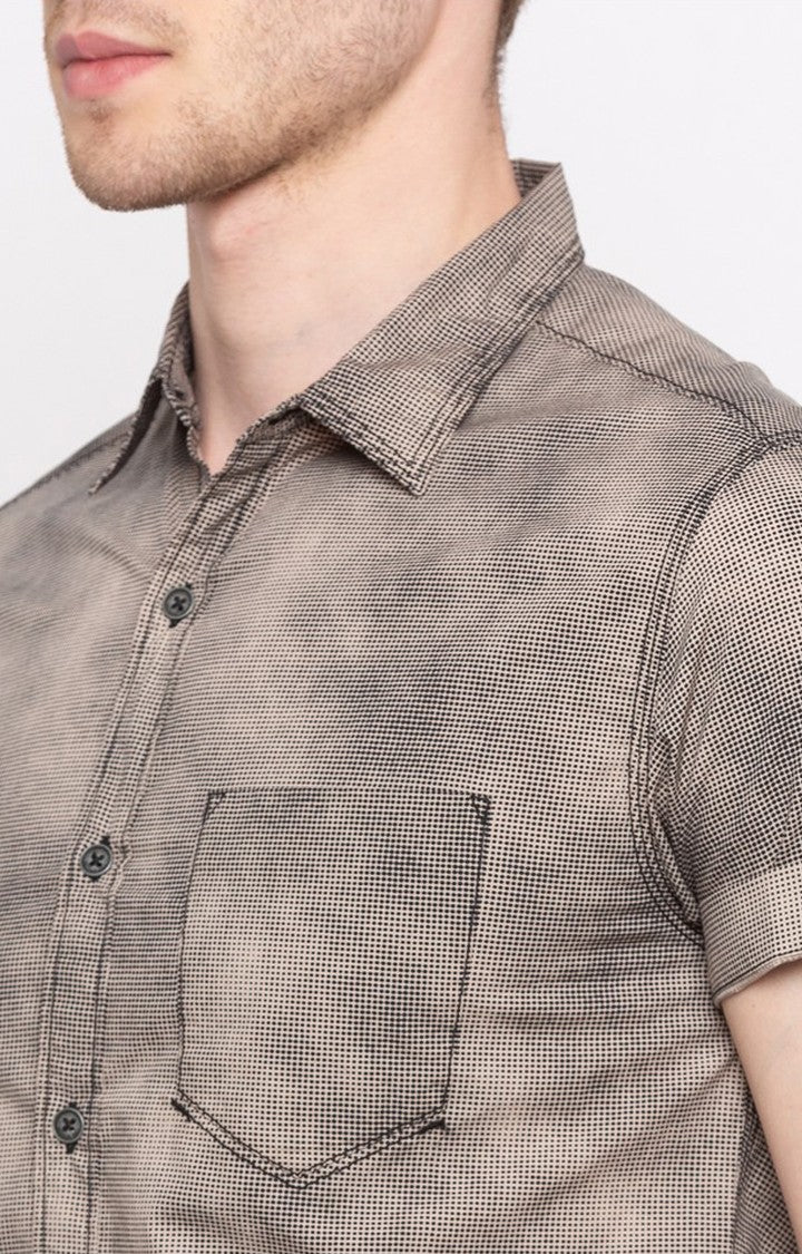 Spykar Men'S Grey Cotton Printed Casual Shirts