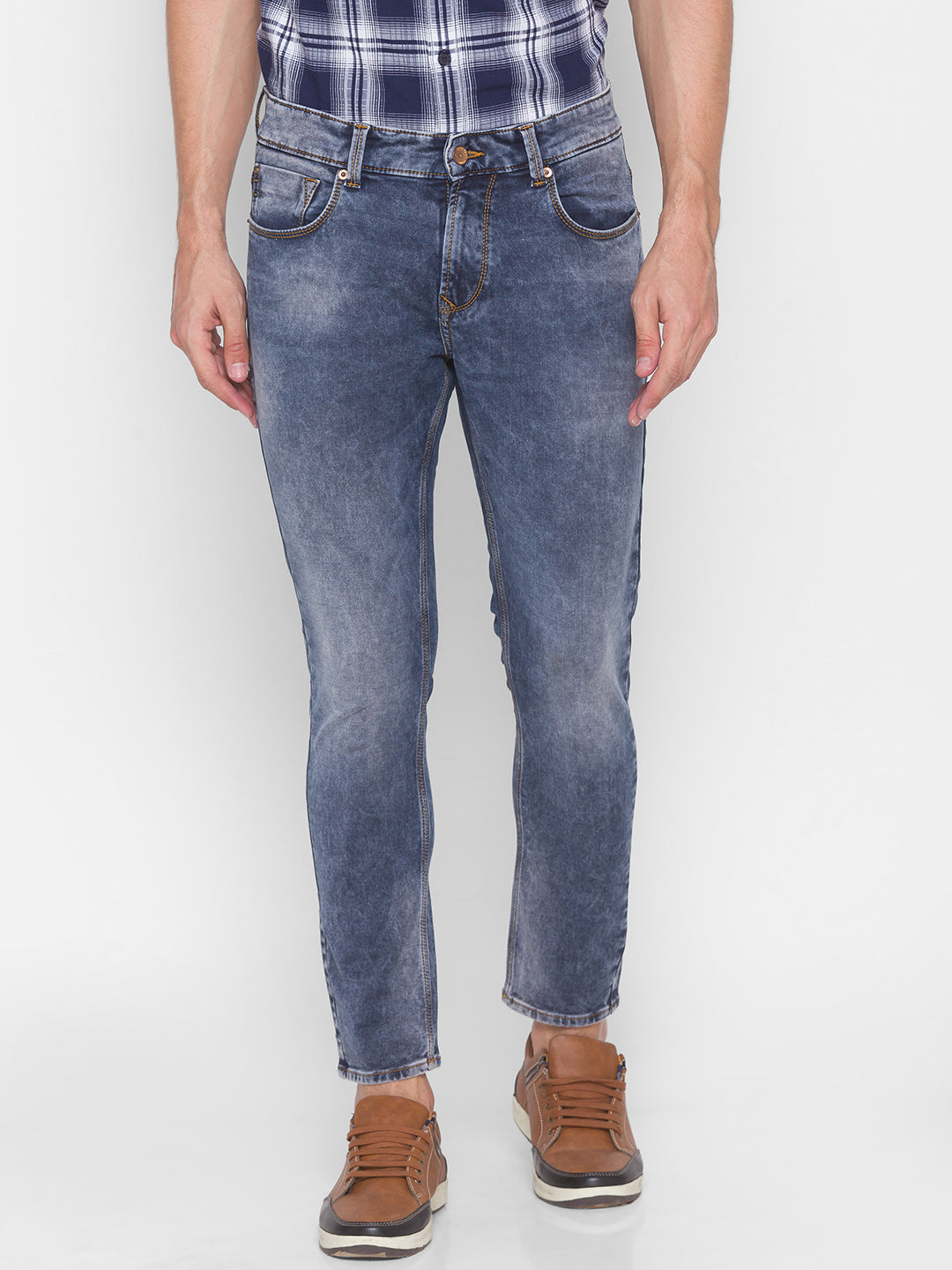 Spykar Men Blue Cotton Slim Fit Tapered Length Jeans (Kano)