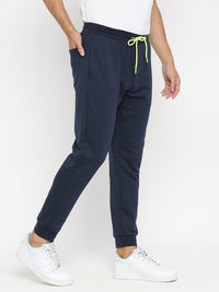 Men Premium Cotton Blend Navy Trackpant - Underjeans By Spykar