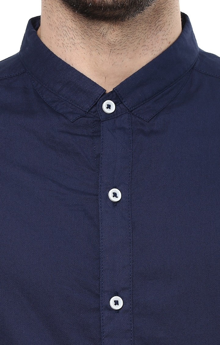 Spykar Men'S Blue Cotton Solid Casual Shirts