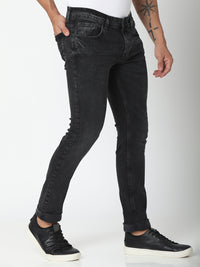 Spykar Charcoal Black Slim Fit Narrow Length Jeans For Men (Skinny)