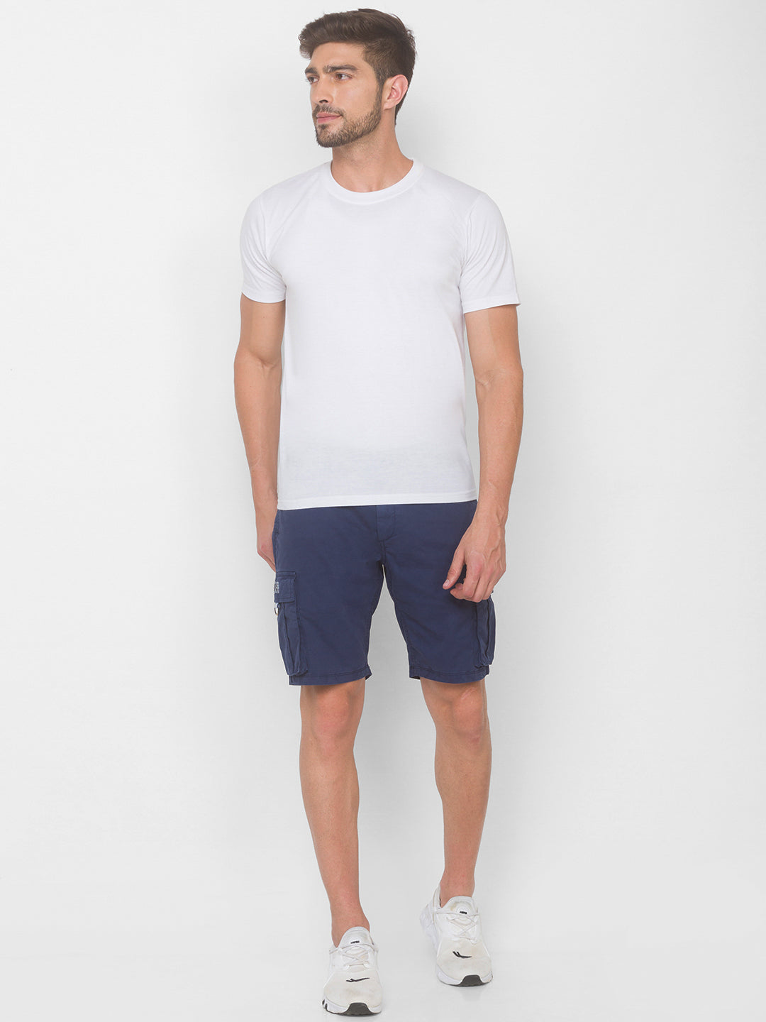 Spykar Men Indigo Blue Solid Relaxed Mid-Rise Shorts (Relaxed)