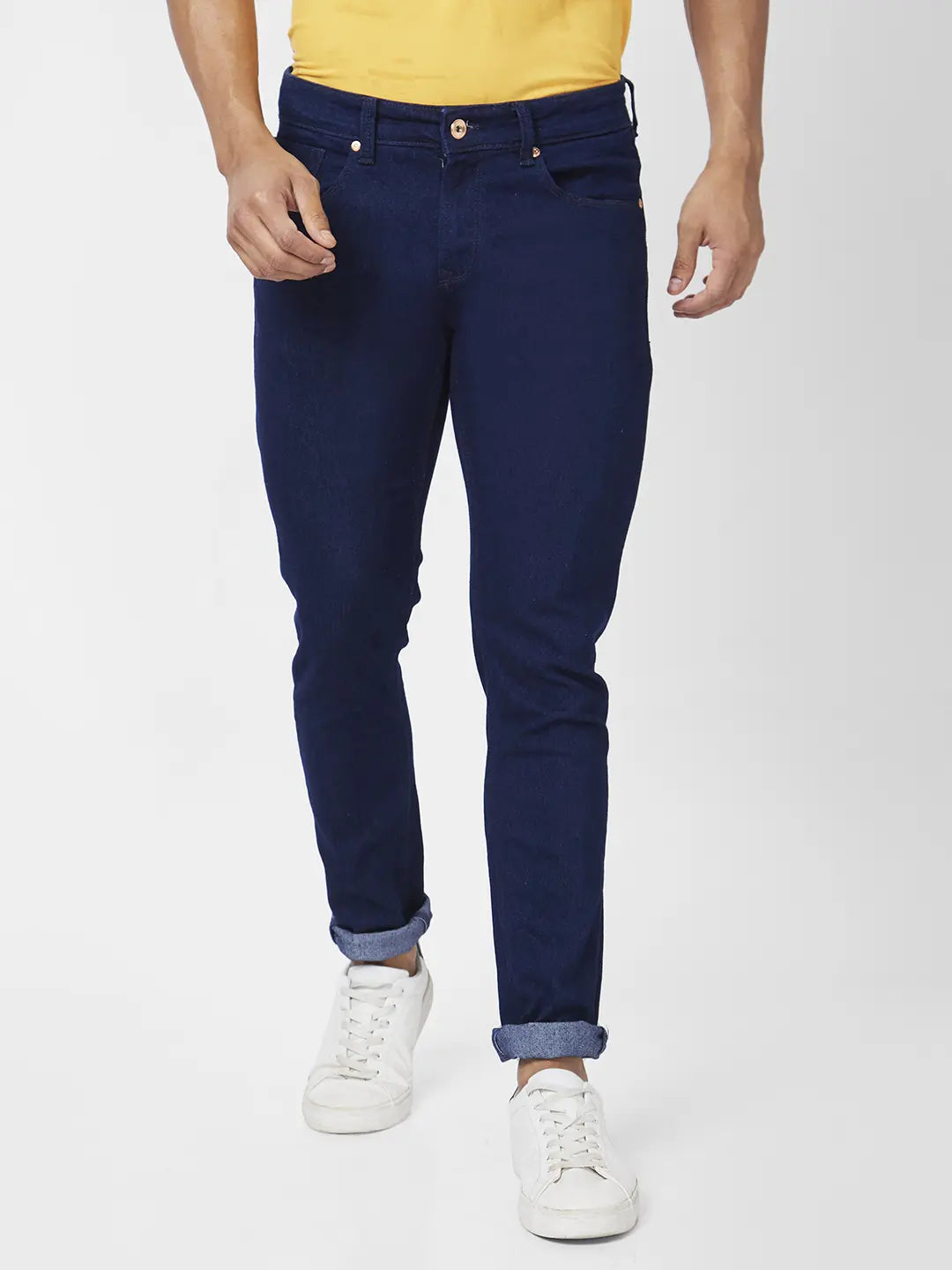 Spykar Men Raw Blue Cotton Stretch Slim Fit Narrow Length Clean Look Low Rise Jeans (Skinny)